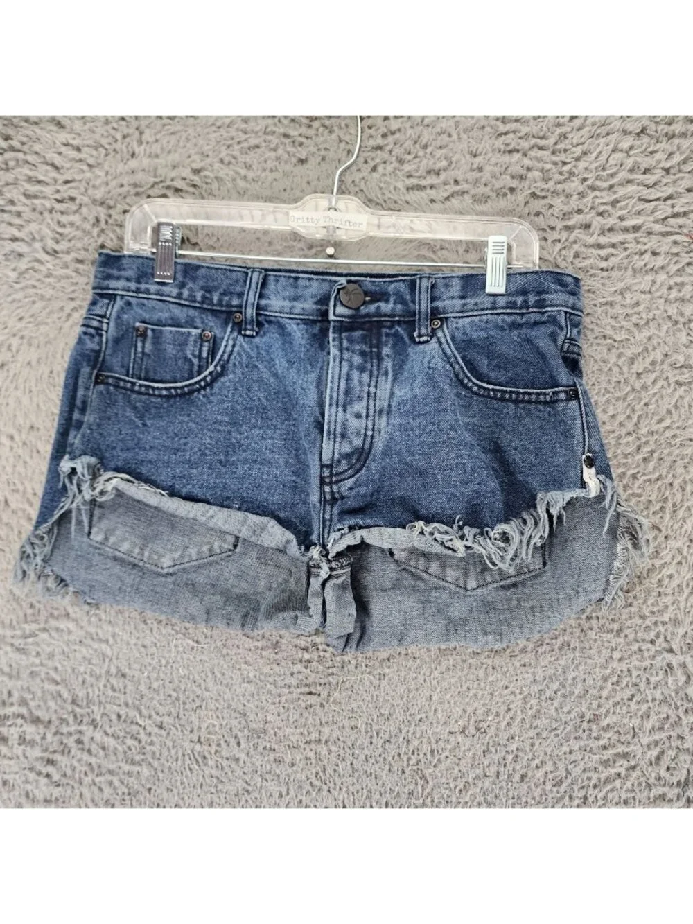 One Teaspoon Shorts Womens 28 Blue Cotton Button Fly Denim Jean Jorts *Read*